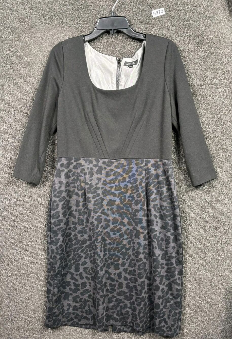 Tahari Arthur S. Levine Sheath Dress Womens 12 Black Cheetah Animal Print Lined